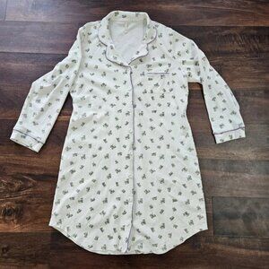 Lilai (Peru) Sleepwear Ivory with Grape-print Nightshirt Pajama Sz Xl